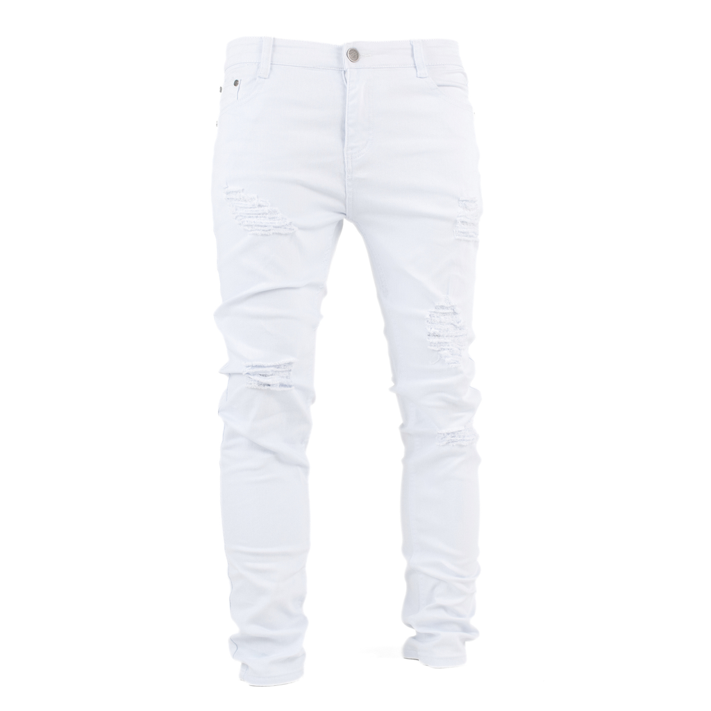 Pure Ice White Distressed Skinny Jeans