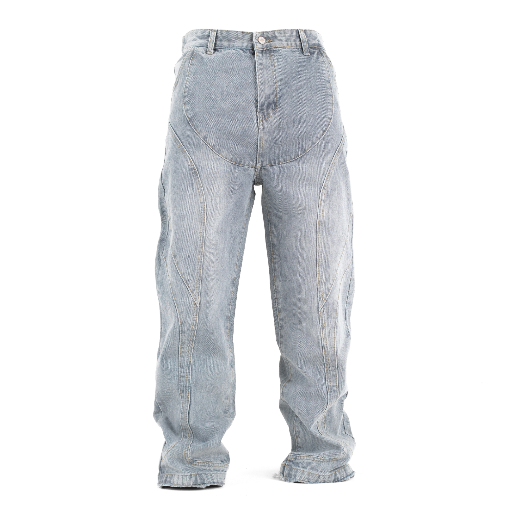 Blue Drift Arc-Paneled Relaxed Straight Jean