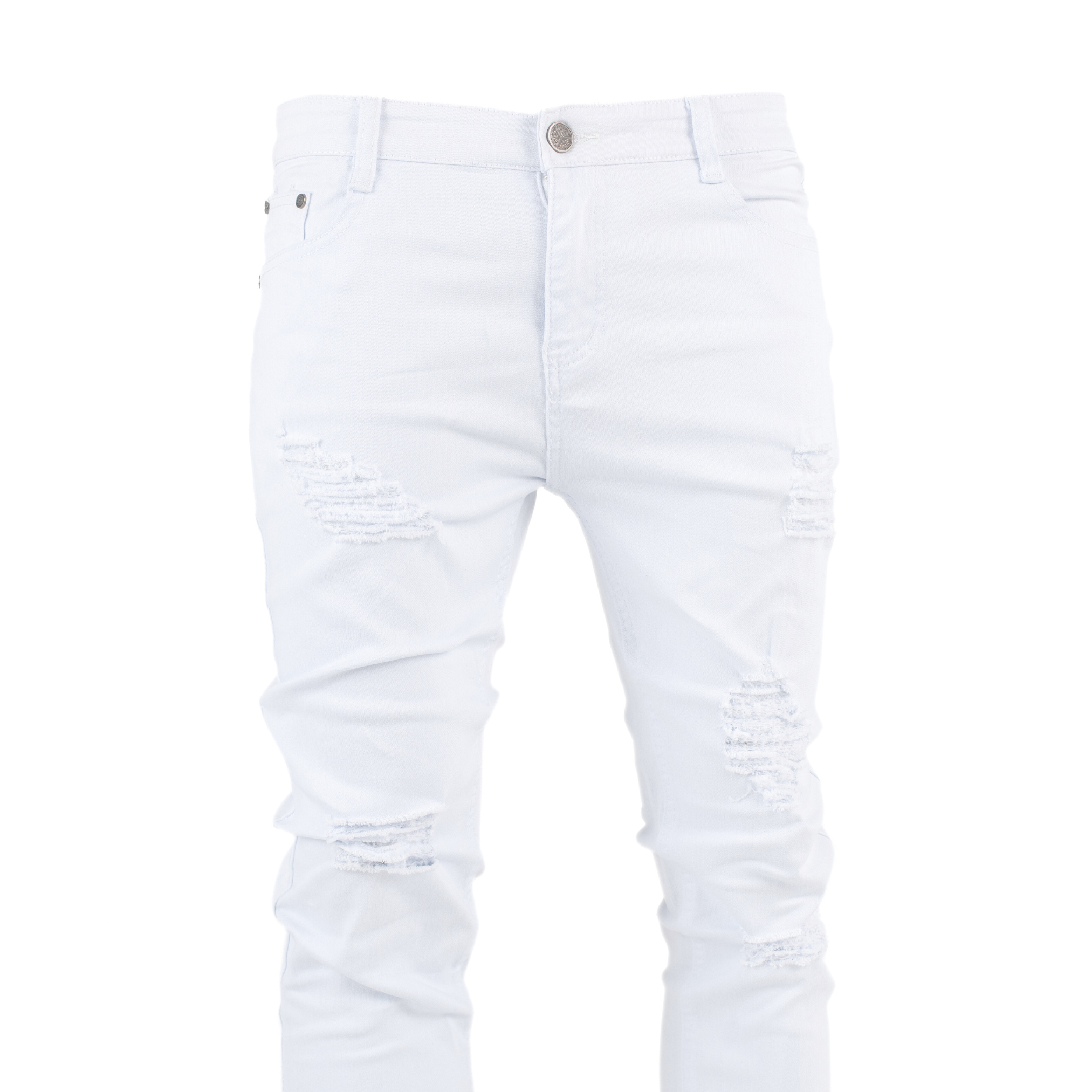 Pure Ice White Distressed Skinny Jeans
