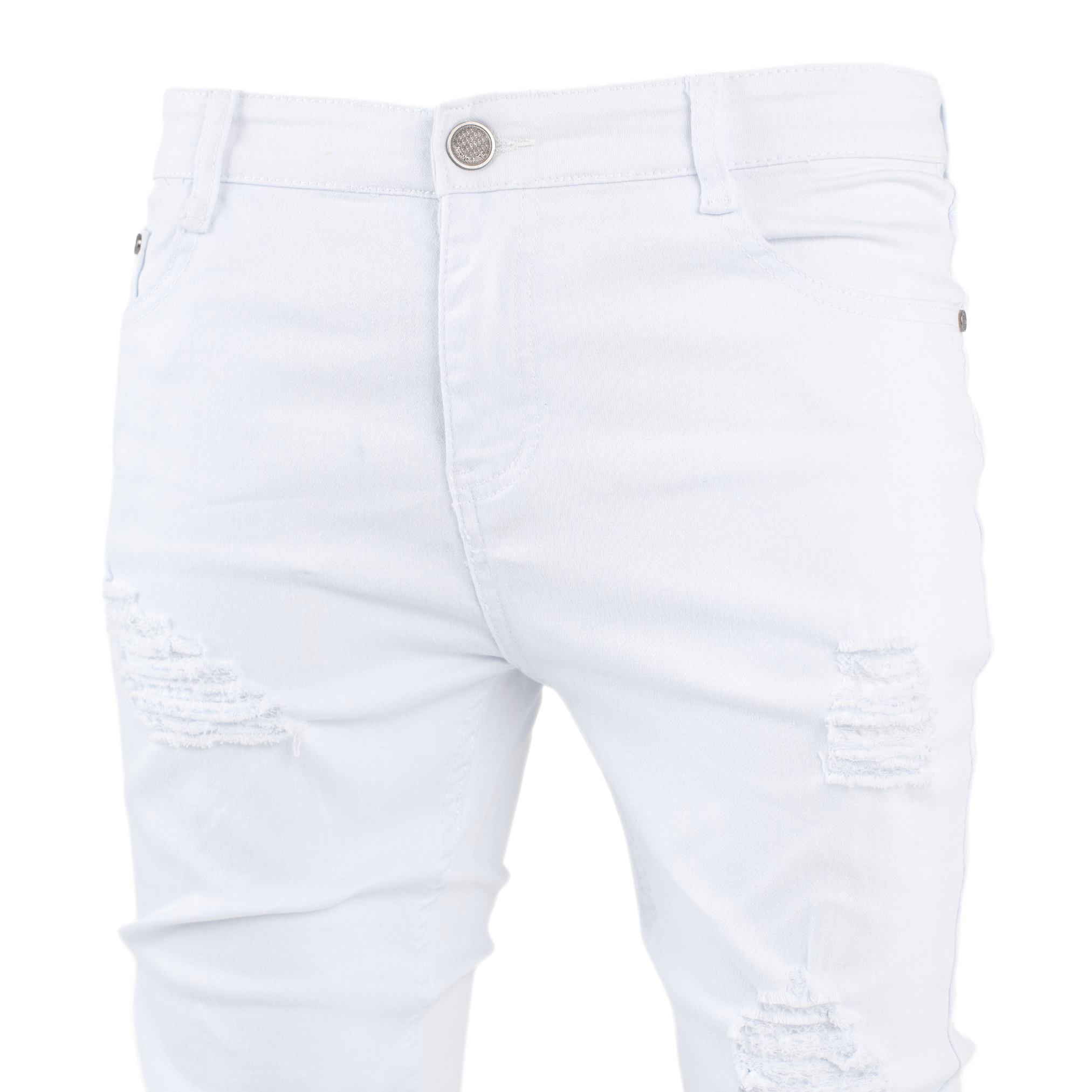 Pure Ice White Distressed Skinny Jeans