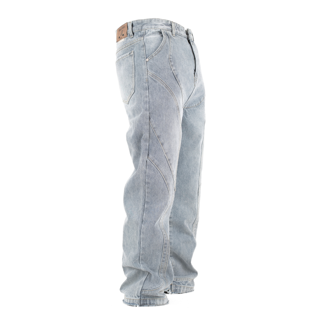 Blue Drift Arc-Paneled Relaxed Straight Jean