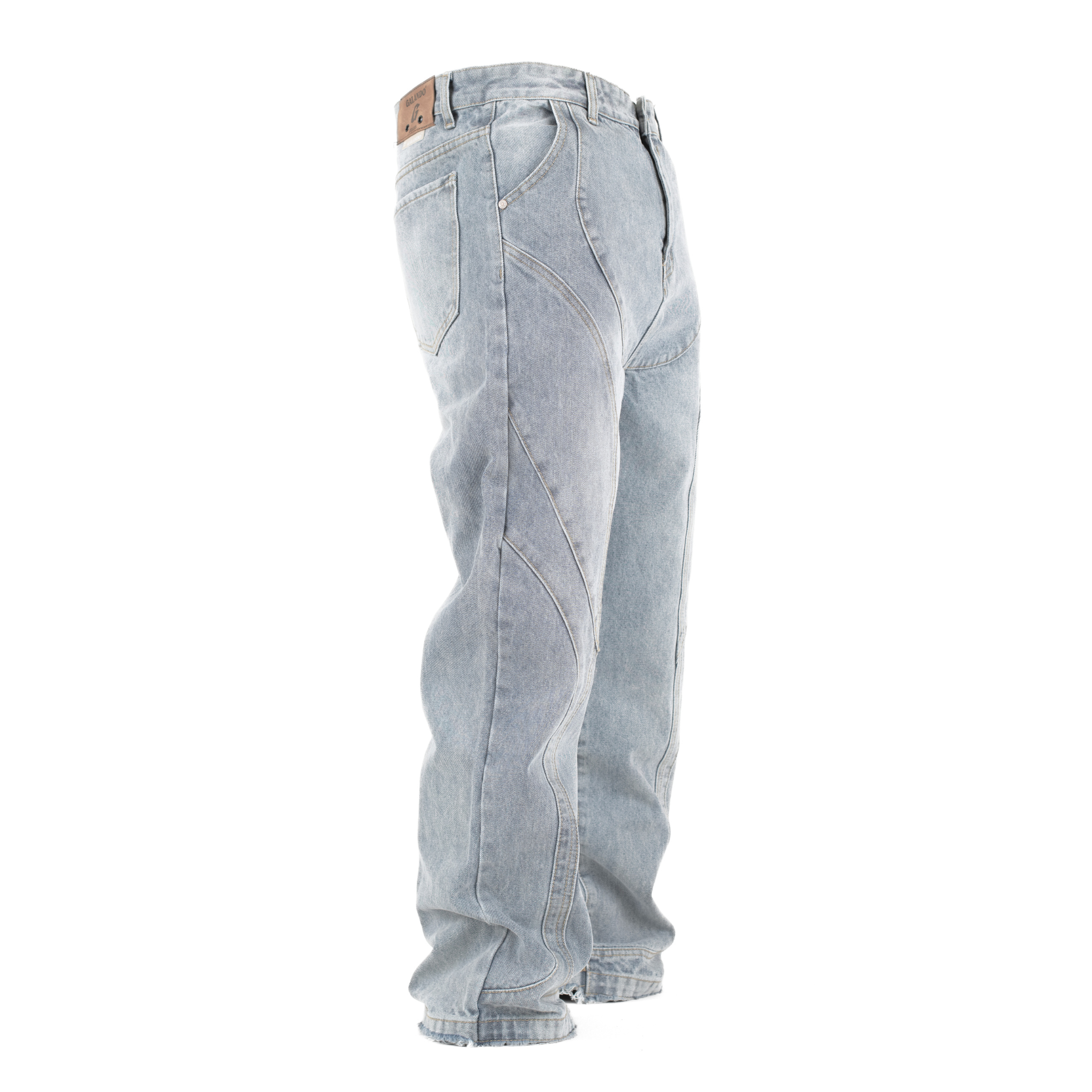 Blue Drift Arc-Paneled Relaxed Straight Jean