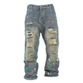 Paint Riot Distressed Straight-Leg Jean L003-1