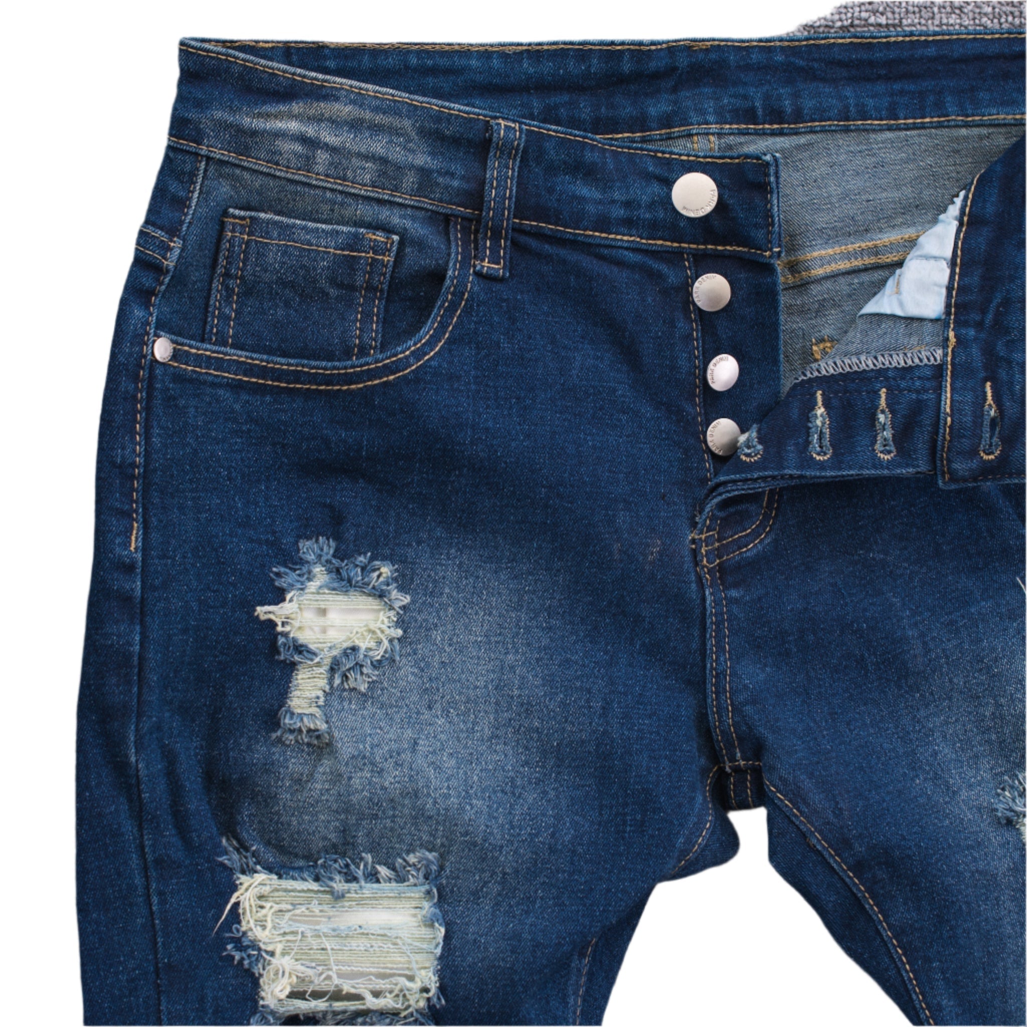 Men Dark Wash Ripped Skinny Denim 3109