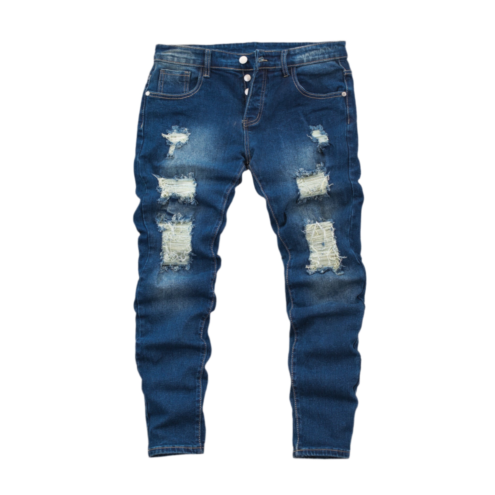 Men Dark Wash Ripped Skinny Denim 3109