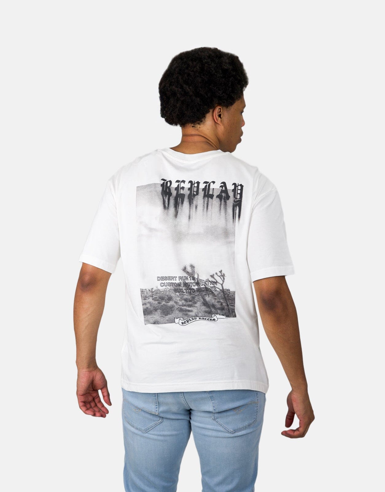 Replay Men Printed Desert Run White T-Shirt