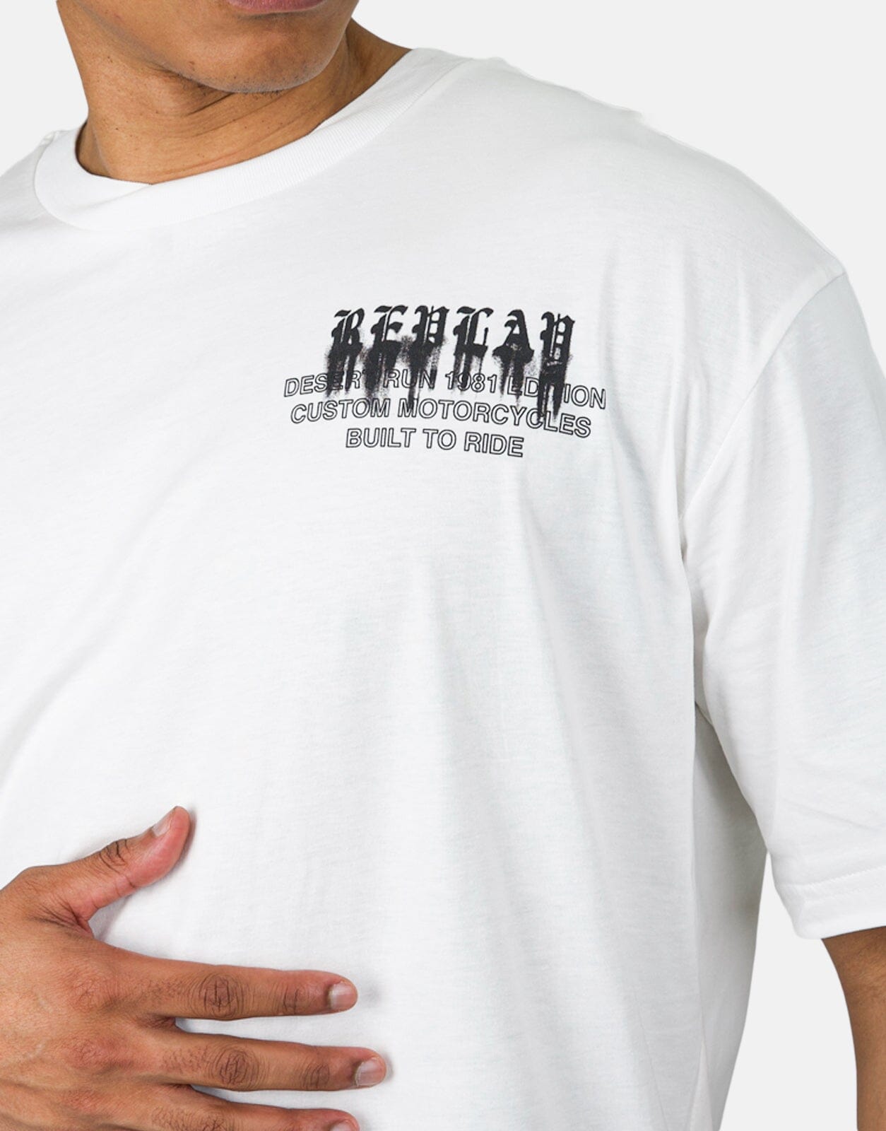 Replay Men Printed Desert Run White T-Shirt