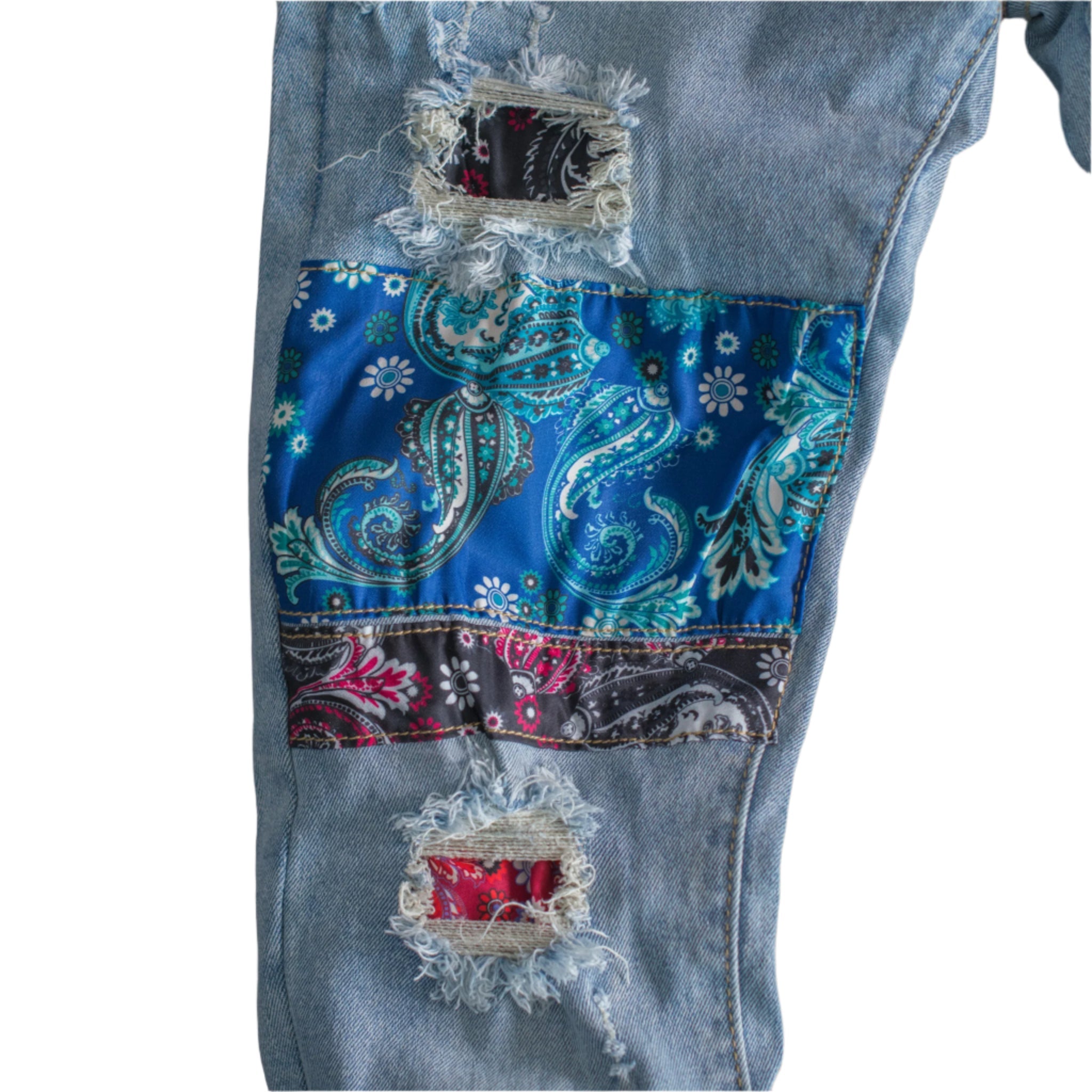 Urban Patchwork Distressed Denim Jeans