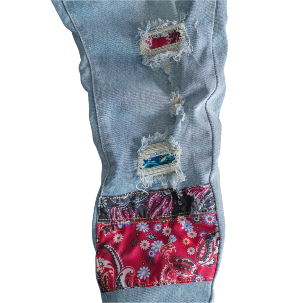 Urban Patchwork Distressed Denim Jeans