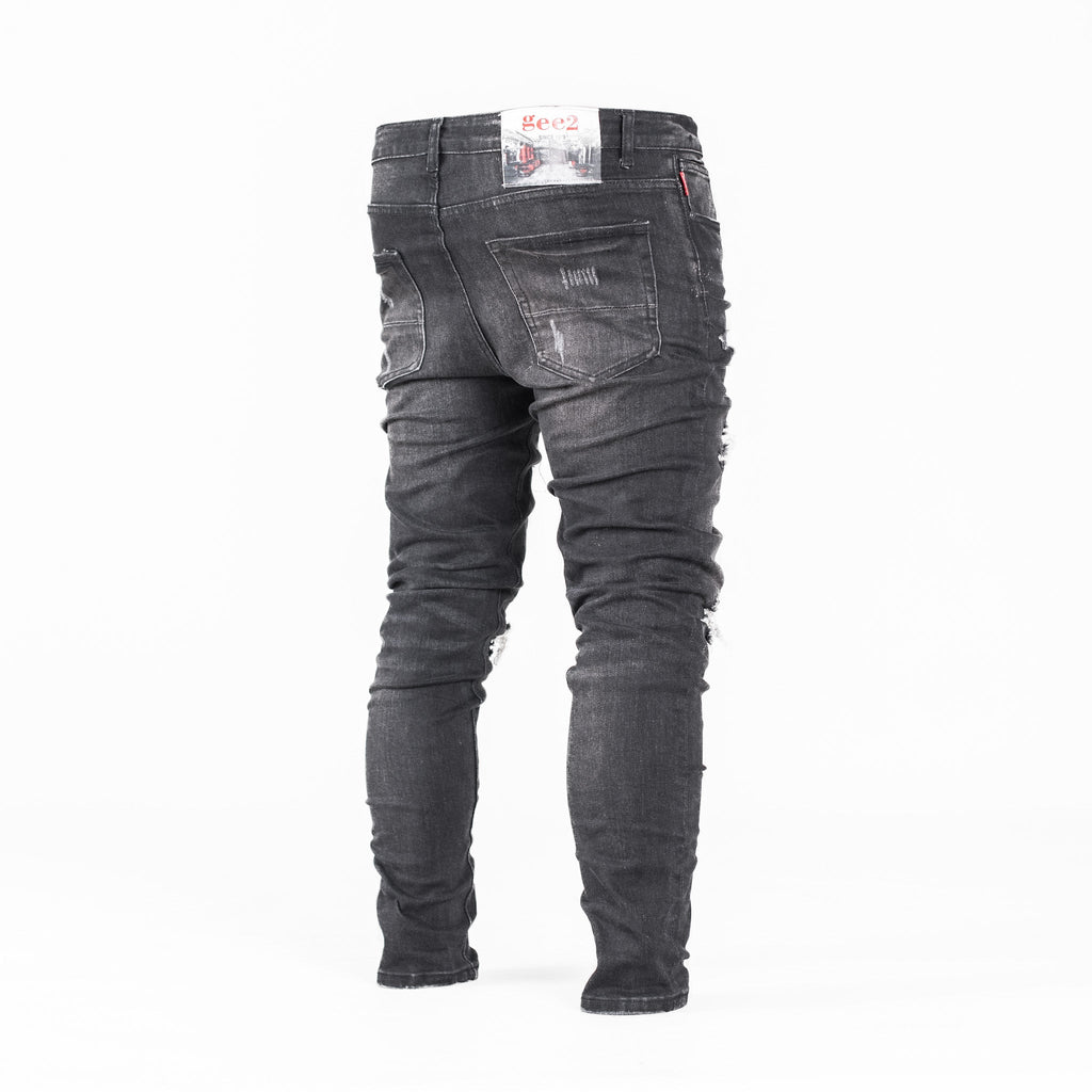 Gee2 Asphalt Edge Distressed Skinny Jeans