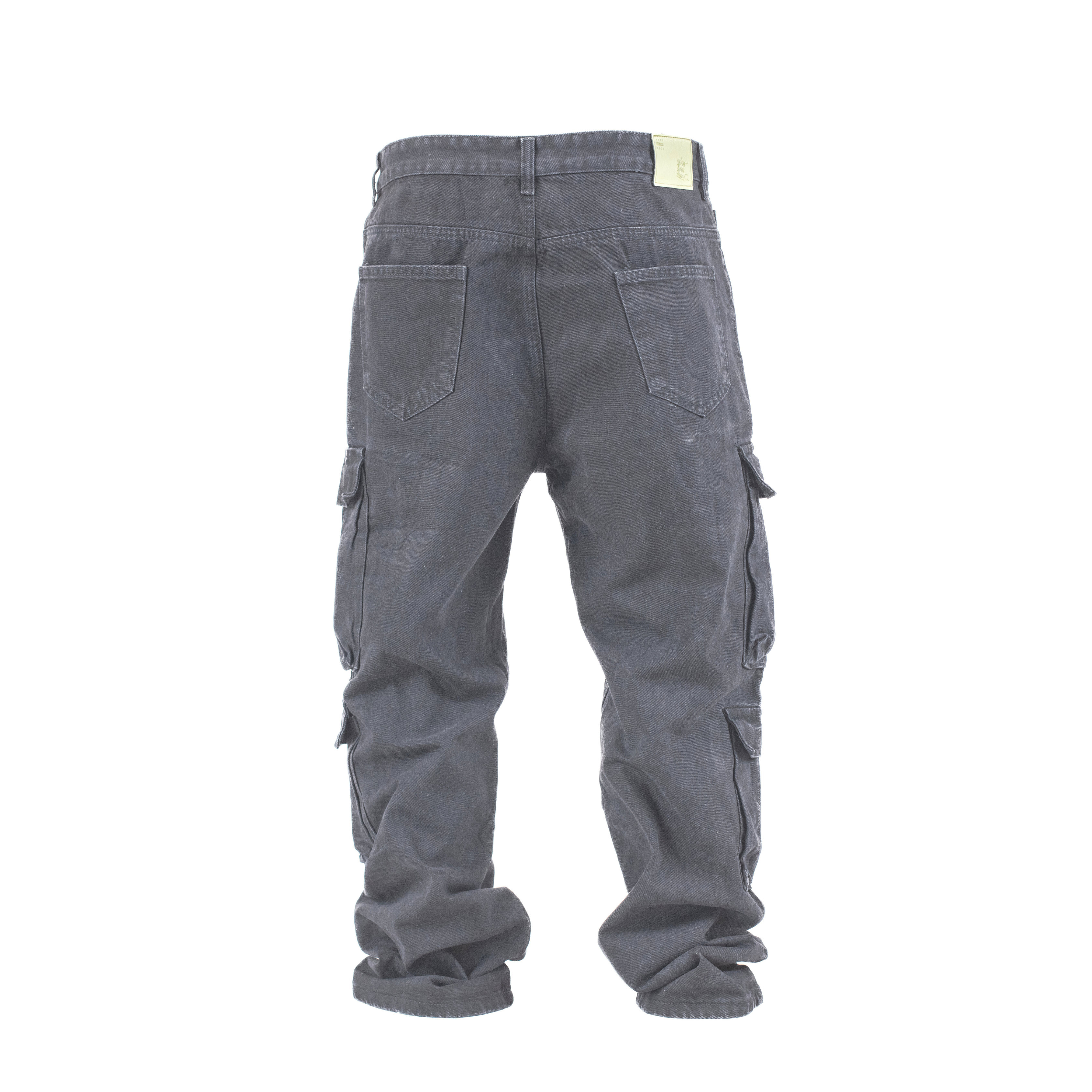 Men’s Black Multi-Pocket Relaxed Fit Cargo Denim