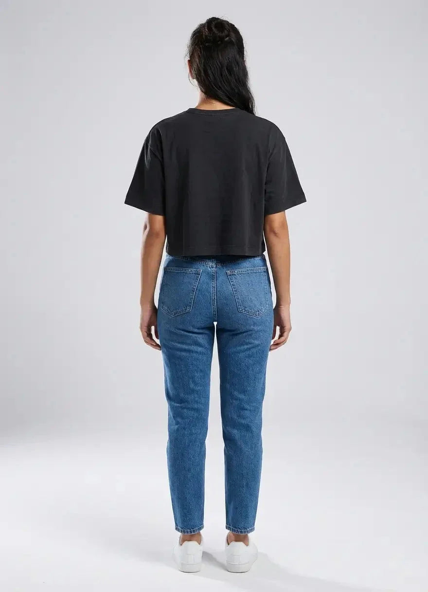 Replay Women Blackboard Logo Black Cropped T-Shirt