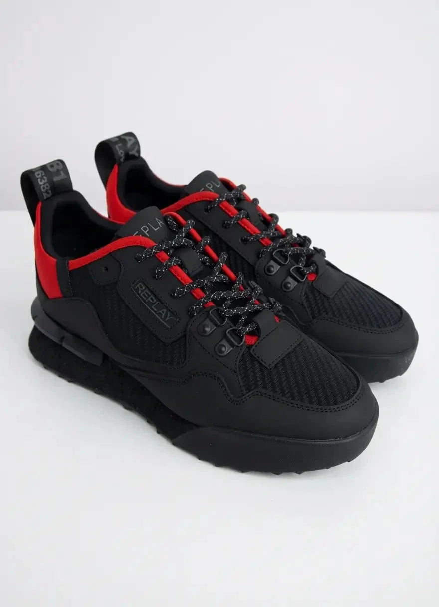 Replay Field Speed Carbon Black Red Sneakers